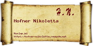 Hofner Nikoletta névjegykártya